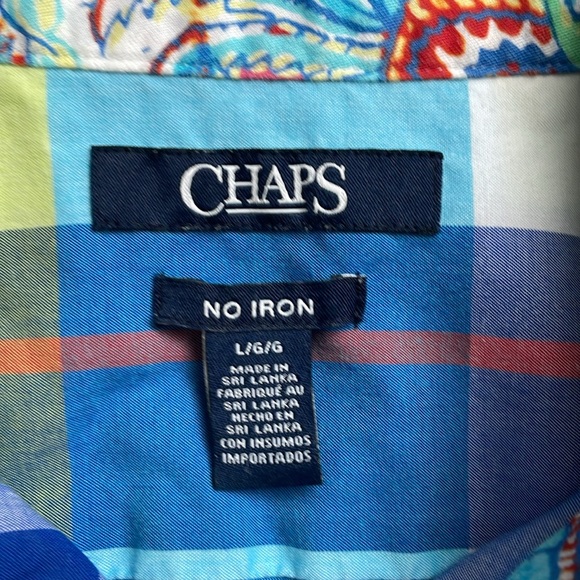 CHAPS pastel button down with paisley trim, size L - Picture 3 of 5